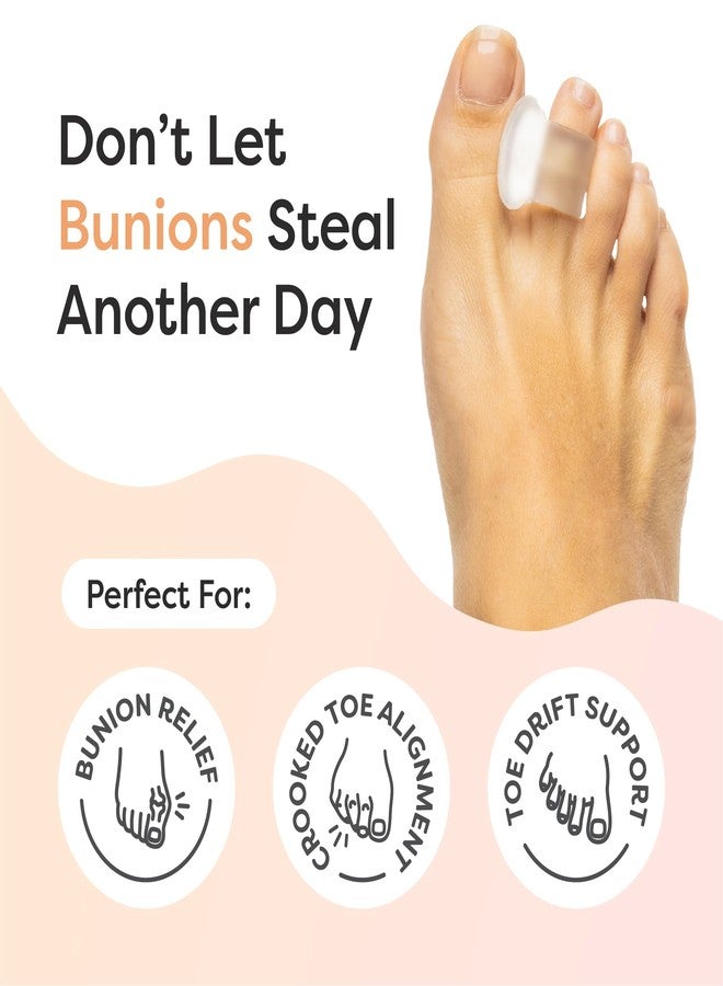 ZenToes Firm Gel Toe Separators for Overlapping Toes, Bunions, Big Toe Alignment, Corrector and Spacer, Strong Support - 4 Pack (Firm Frosted Clear) - Image 2